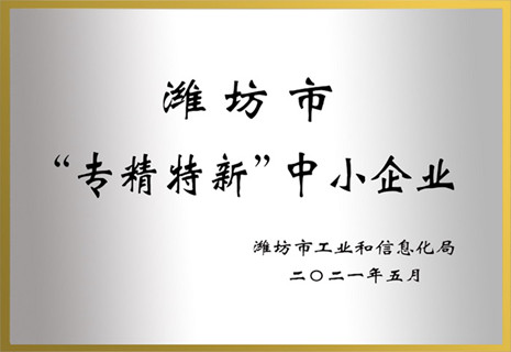 山东新港获批潍坊市“专精特新”荣誉